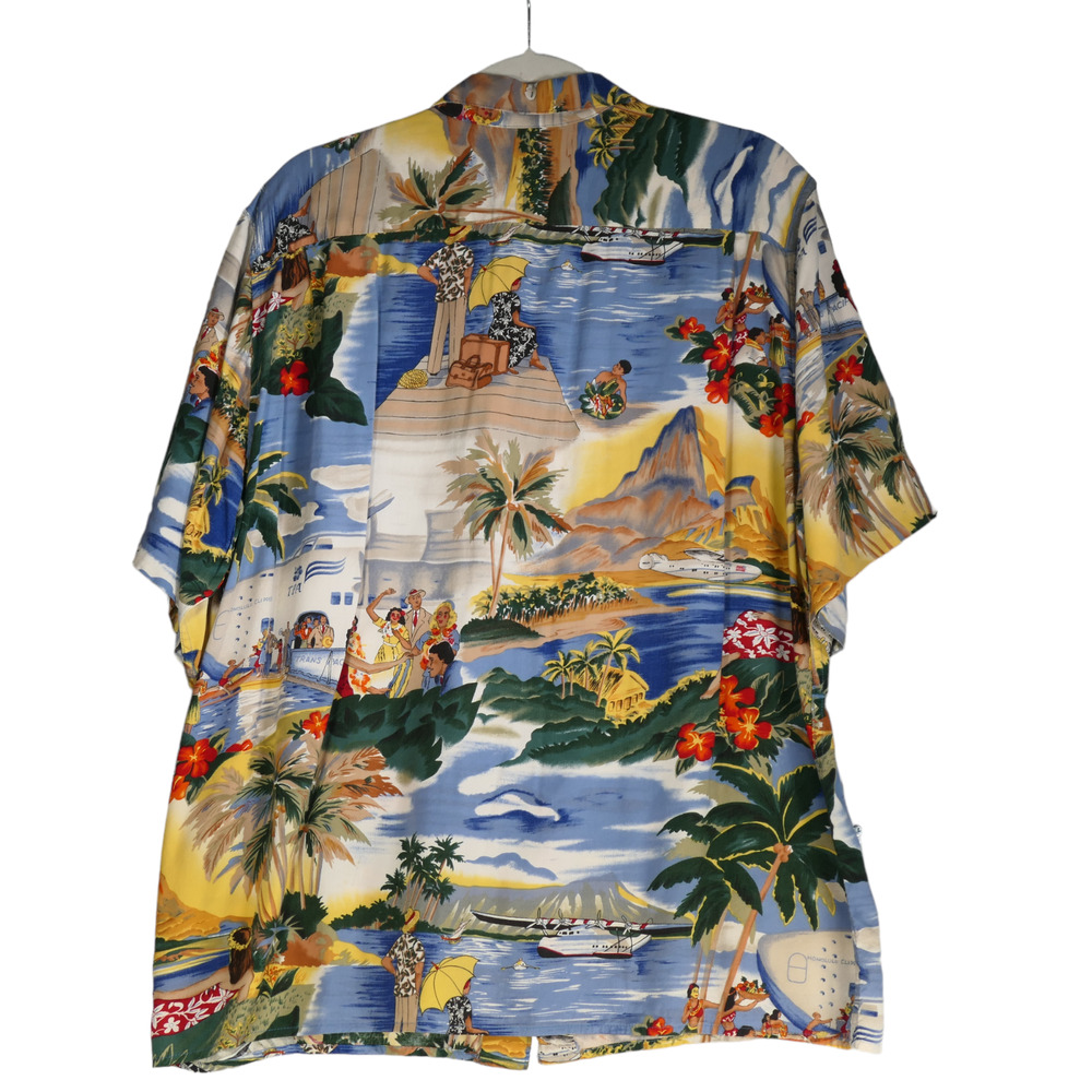 Vintage Reyn Spooner Trans Pacific Airlines Shirt Mens XL Blue Aloha Tropical - Picture 11 of 14